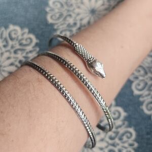 Silver Snake Cuff Bracelet